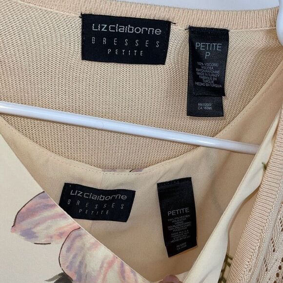 Liz Claiborne Petite 2pc Dress Set Floral Light Yellow Size 6P - Picture 7 of 9